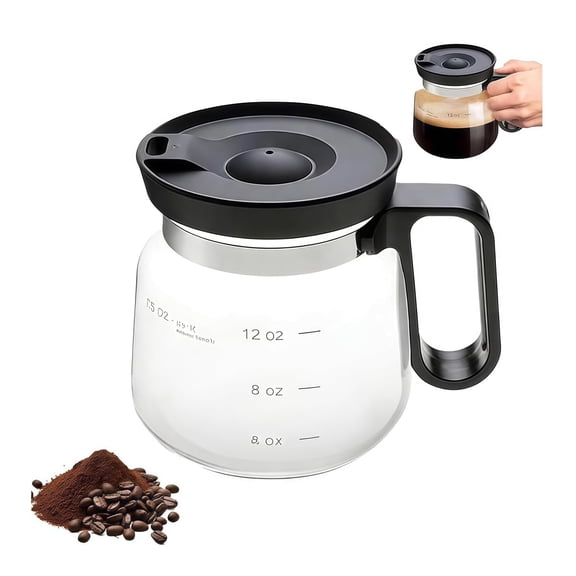 16 oz Glass Coffee Mug with Lid & Handle, Coffee Pot Style Heat-Resistant Mug for Hot Coffee, Tea & Hot Chocolate, Clear Measuring Cup Design