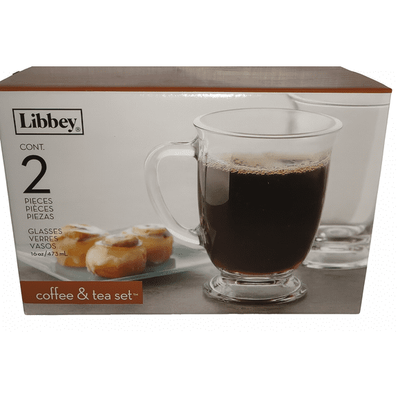 16 oz Glass Mugs Set of 2