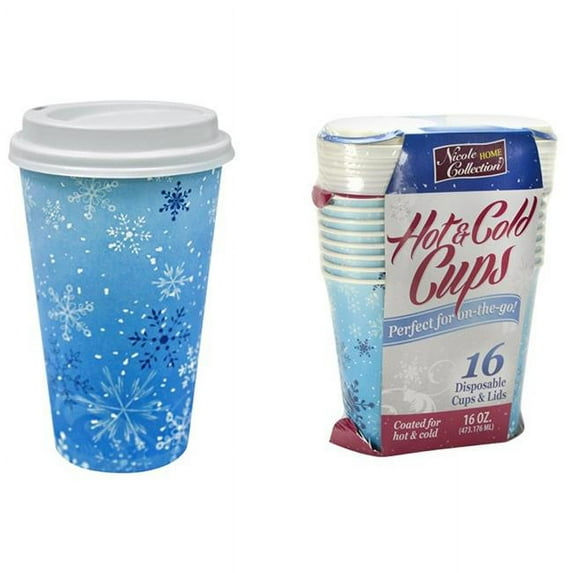 16 oz. Hot/Cold Cup with Lid - Snowflake - Nicole Home Collection Case of 24
