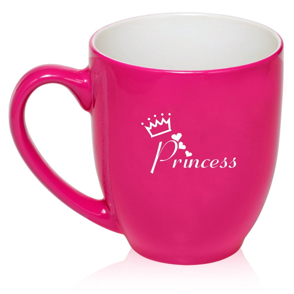16 oz Hot Pink Large Bistro Mug Ceramic Coffee Tea Glass Cup Princess with  Crown - Walmart Business Supplies