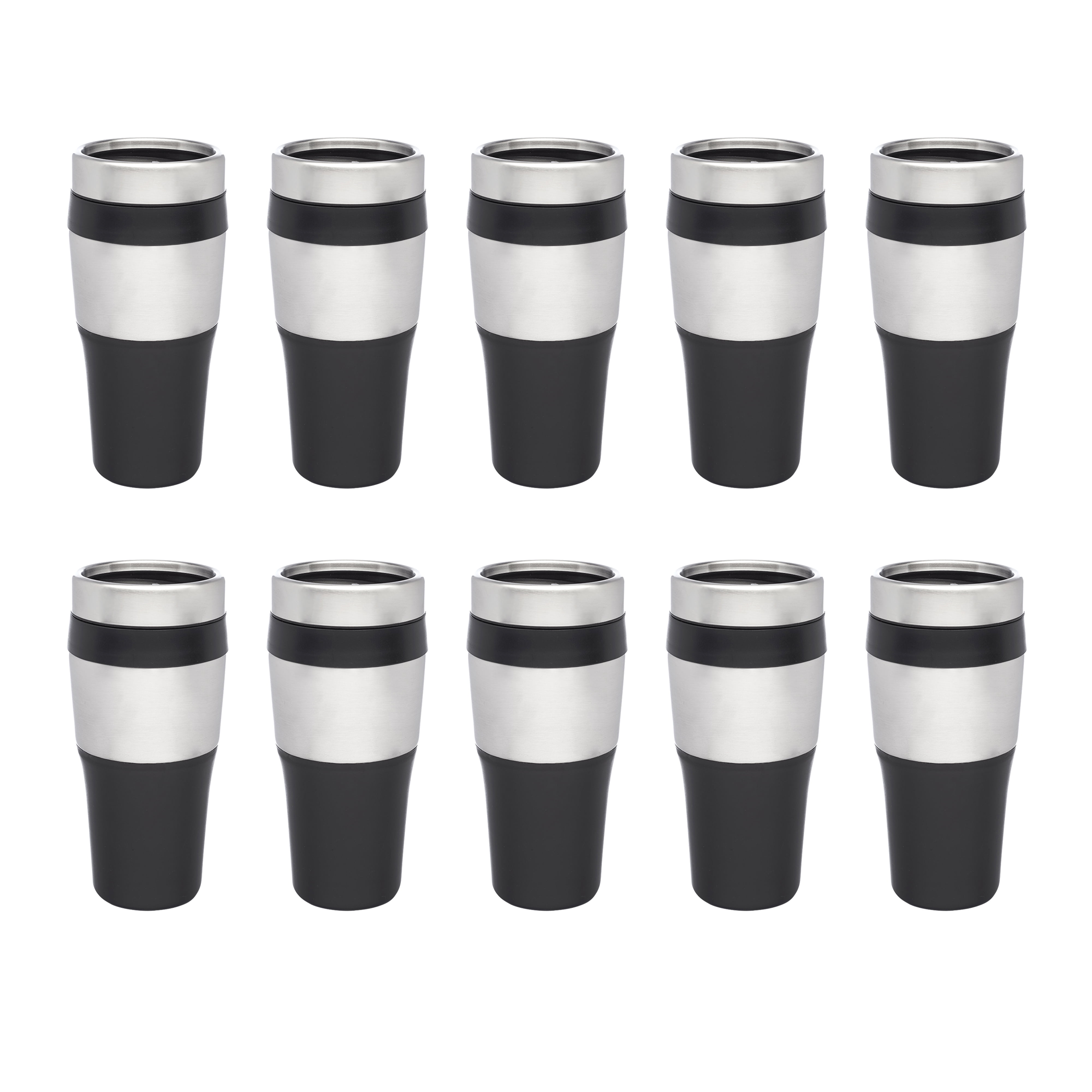 DISCOUNT PROMOS Insulated Plastic Travel Mugs, 16 oz, Durable Design, 10  Pack, Stainless Steel Accent - Walmart.com