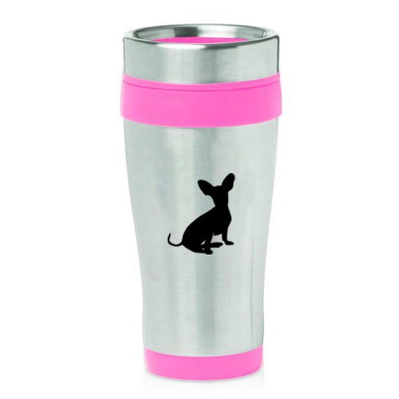 16 oz Insulated Stainless Steel Travel Mug Chiweenie (Pink)