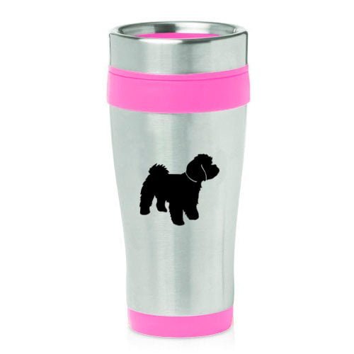16 oz Insulated Stainless Steel Travel Mug Maltipoo (Pink)