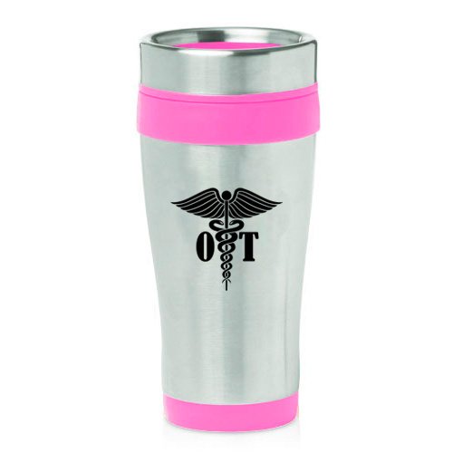 16 oz Insulated Stainless Steel Travel Mug OT Occupational Therapy (Pink)