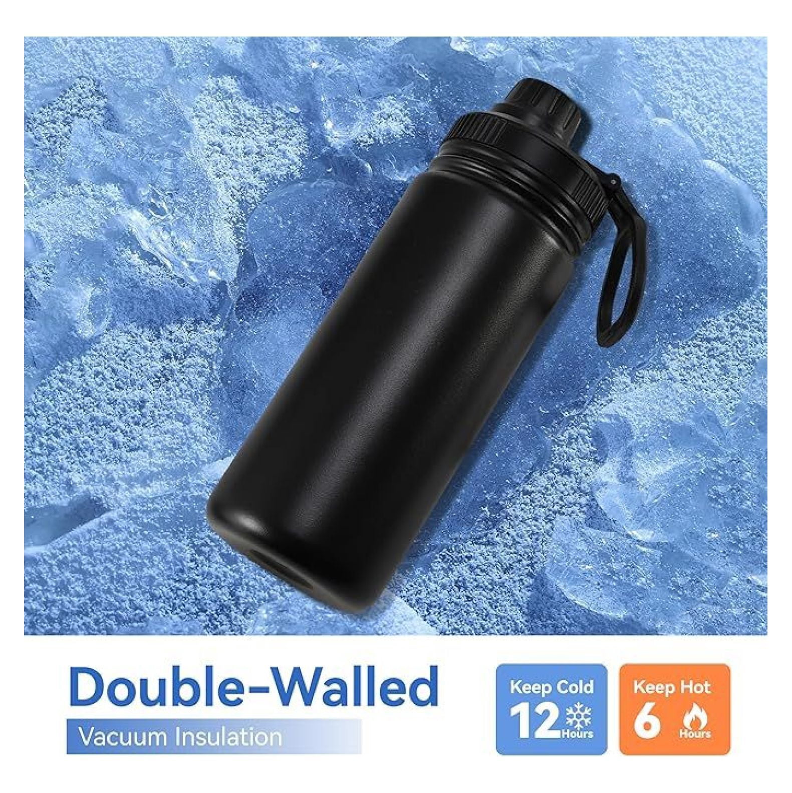 16 oz Kids Water Bottle for School Stainless Steel Double Wall Vacuum Insulated Water Bottle with Straw lids & Spout Lid, Leakproof BPA