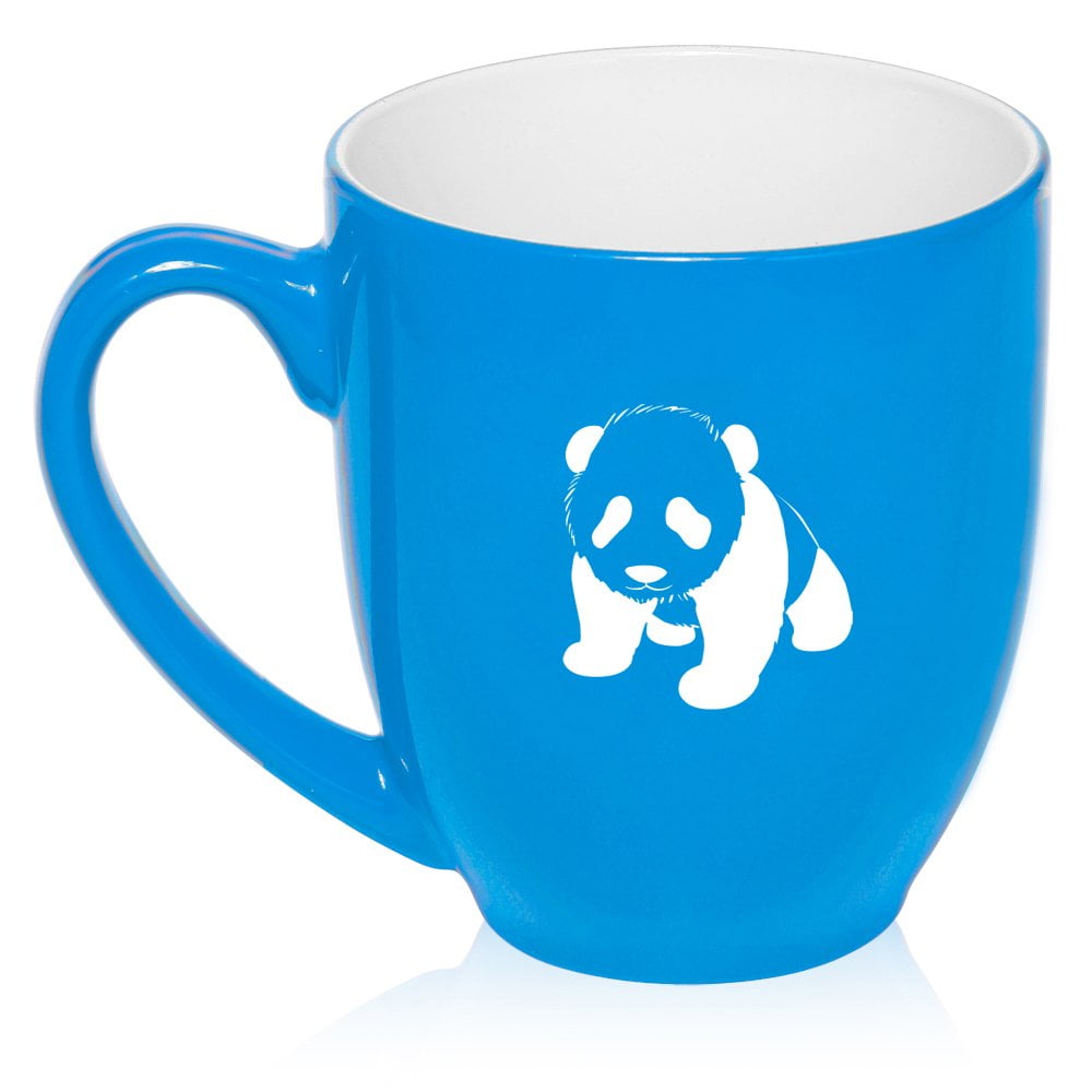 16 oz Large Bistro Mug Ceramic Coffee Tea Glass Cup Baby Panda (Light Blue)