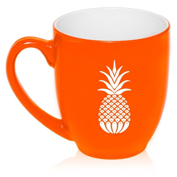 16 oz Large Bistro Mug Ceramic Coffee Tea Glass Cup Pineapple (Orange)