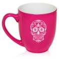 thumbnail image 1 of 16 oz Large Bistro Mug Ceramic Coffee Tea Glass Cup Sugar Candy Skull (Hot Pink), 1 of 1