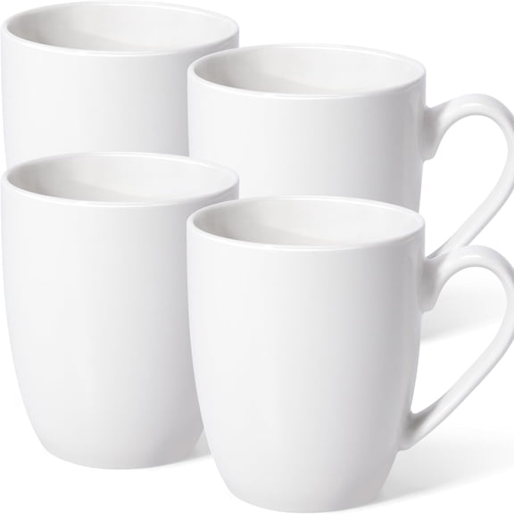 16 oz Large Coffee Mugs Set of 4 Ceramic Coffee Mug White Coffee Cups Tea Cups Idea Gift for Women Men House Warming Gifts New Home Office, White 4 Pack