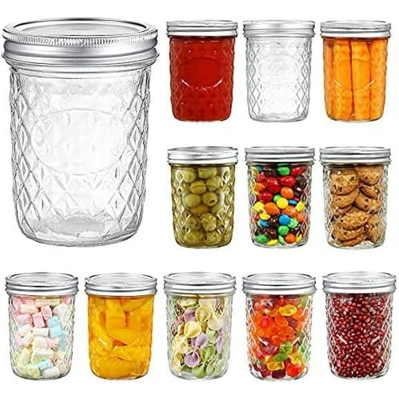 16 oz Mason Jars Wide Mouth Canning Jars 12 Pack Glass Jars with Silver Metal Airtight Lids and Bands for Jam, Honey, Wedding Favors, Shower Favors, Yogurt, Sauces, Overnight Oats