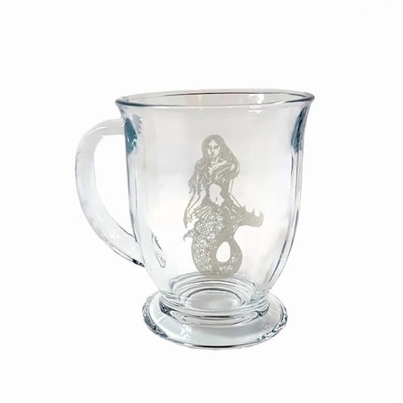 16 oz Mermaid Engraved Glass Coffee Mug
