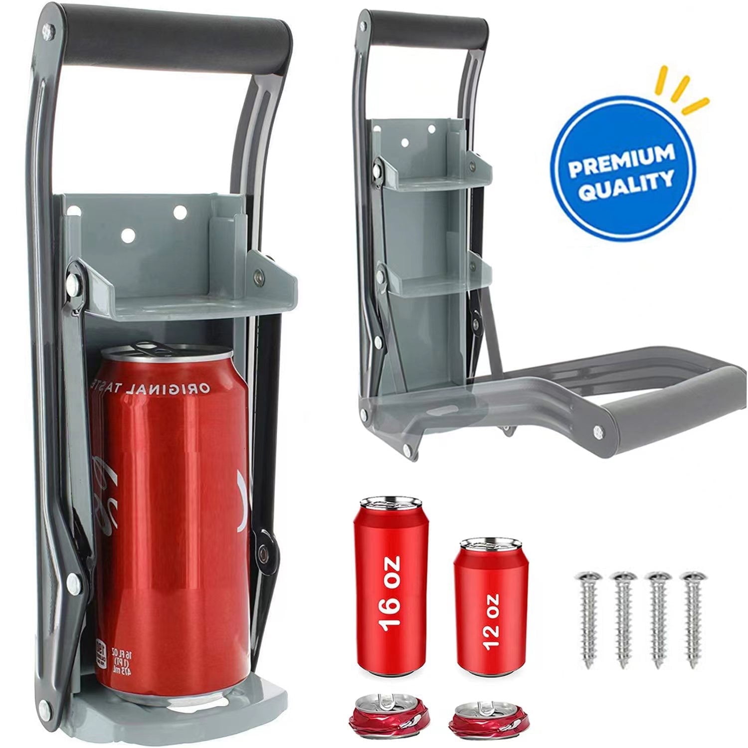 16 oz Meta Can Crusher for Recycling, Heavy-Duty Wall Mounted Can Smasher for Aluminum Seltzer, Soda, Beer Cans and Bottles | Can Presser, Gadgets for Home