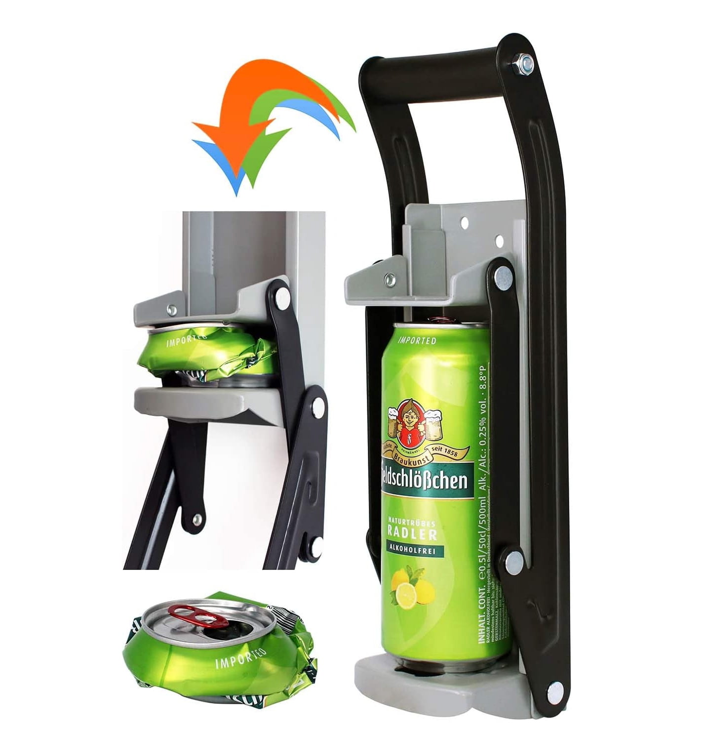 16 oz. Metal Can Crusher, HeavyDuty WallMounted Smasher for Aluminum