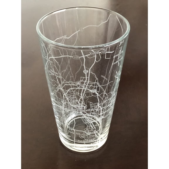 16 oz Pint Beer Glass Urban City Map Jacksonville Florida