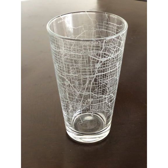 16 oz Pint Beer Glass Urban City Map Long Beach California