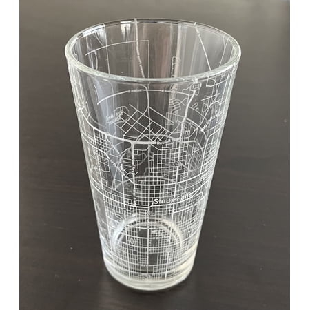 16 oz Pint Beer Glass Urban City Map Sioux Falls South Dakota