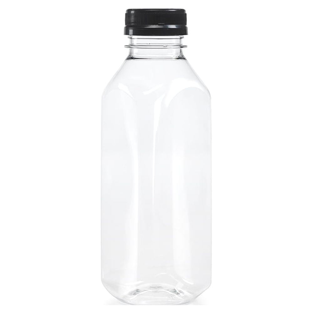 16 oz. Plastic Bottle with Black Tamper Evident Caps, 6-pack