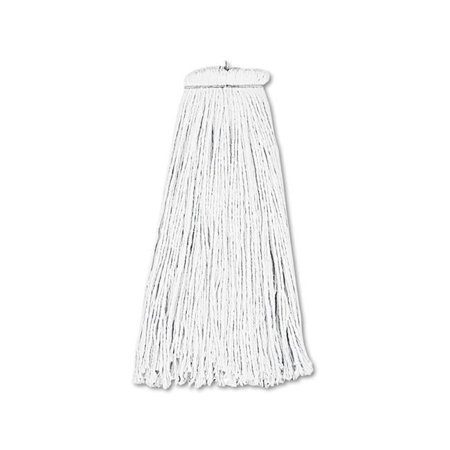 16 oz Rayon Cut-End Lie-Flat Wet Mop Head, White - 12 Count