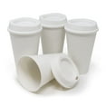 thumbnail image 1 of 16 oz Reusable Coffee Cups with Lids 4 Pk, To Go Travel Cups, USA Made, Hot or Cold Drinks, Dishwasher and Microwave Safe, White, 1 of 9