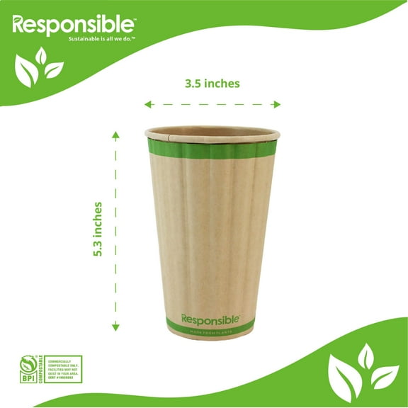 16 oz Rigid Insulated Hot Cups | Tree-Less™ Compostable Paper