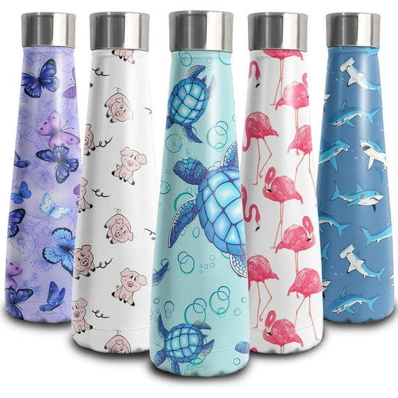 16 oz Sea Turtle Stainless Steel Water Bottle, Ocean Leak Proof Cola Shape Thermo, Insulated Sports Flask Travel Coffee Mug Cup Tumbler, Gifts for Woman Animal Lovers