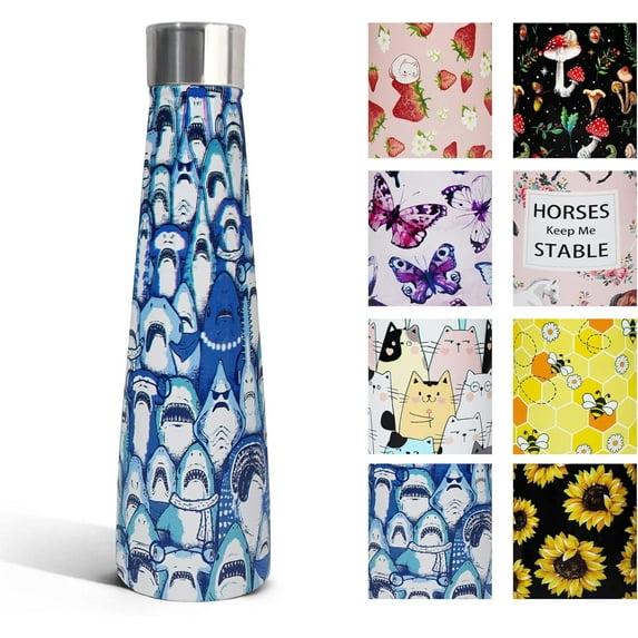 16 oz Sharks Double Wall Vacuum Insulated Stainless Steel Water Bottle BPA-Free Sports Travel Tumbler for Sharks Lover