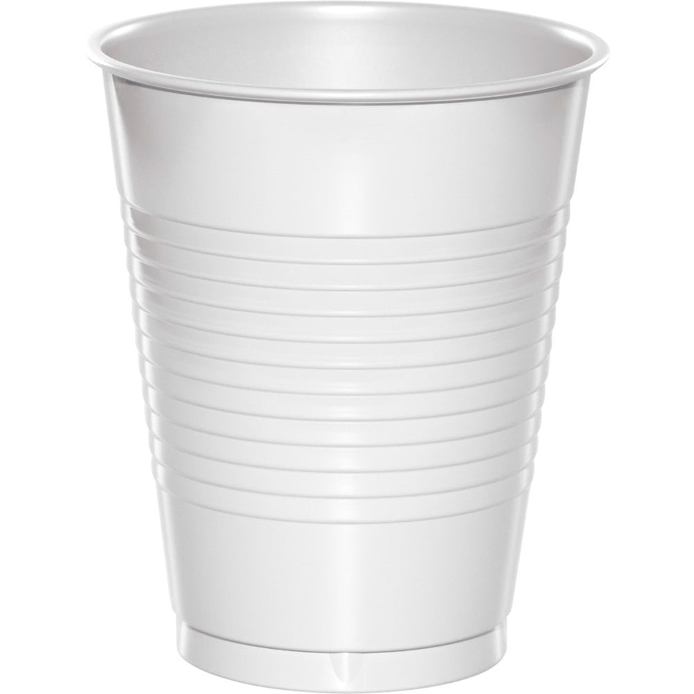 16 oz Solid Plastic Cups Bulk White, Pack of 50