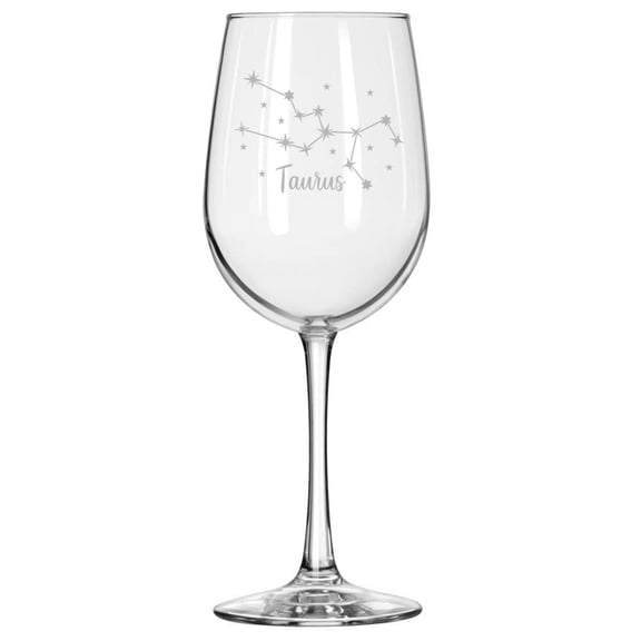 16 oz Tall Stemmed Wine Glass for Red or White Wine Star Zodiac Horoscope Constellation (Taurus)