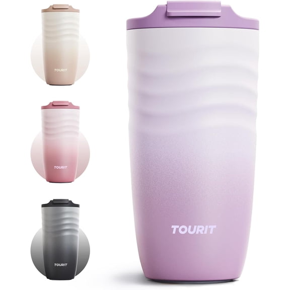 16 oz Travel Coffee Mug, Insulated Stainless Steel Travel Mug with Lid, Leak-Proof Double-Wall Vacuum Tumbler, Reusable Coffee Cup - Lilac