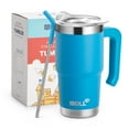 thumbnail image 1 of 16 oz Travel Coffee Mug - Stainless Steel Vacuum Tumbler with Handle, Lid & Straw (SkyBlue), 1 of 6