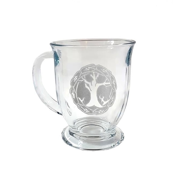 16 oz Tree Of Life Engraved Glass Coffee Mug