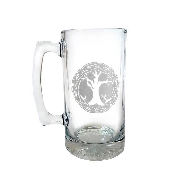 16 oz Tree Of Life Engraved Stein Glass