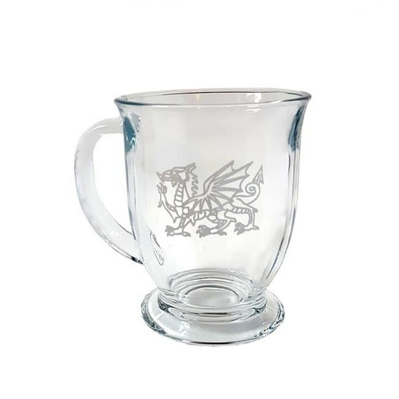 16 oz Welsh Dragon Engraved Glass Coffee Mug