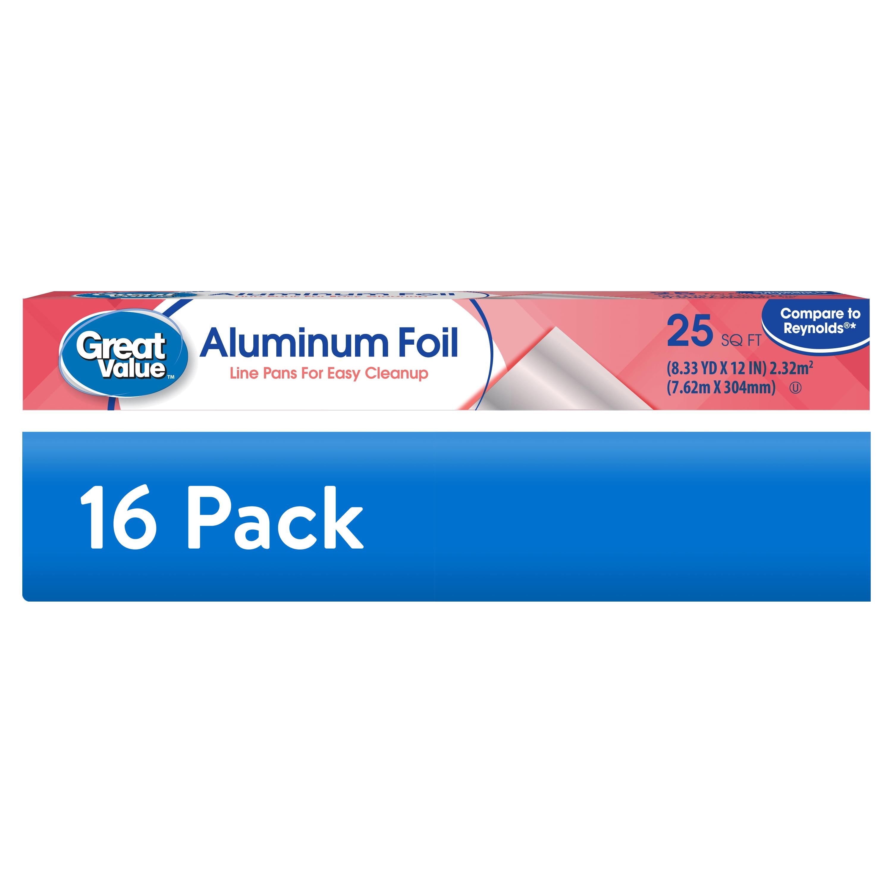 (16 pack) Great Value Aluminum Foil, 25 sq ft