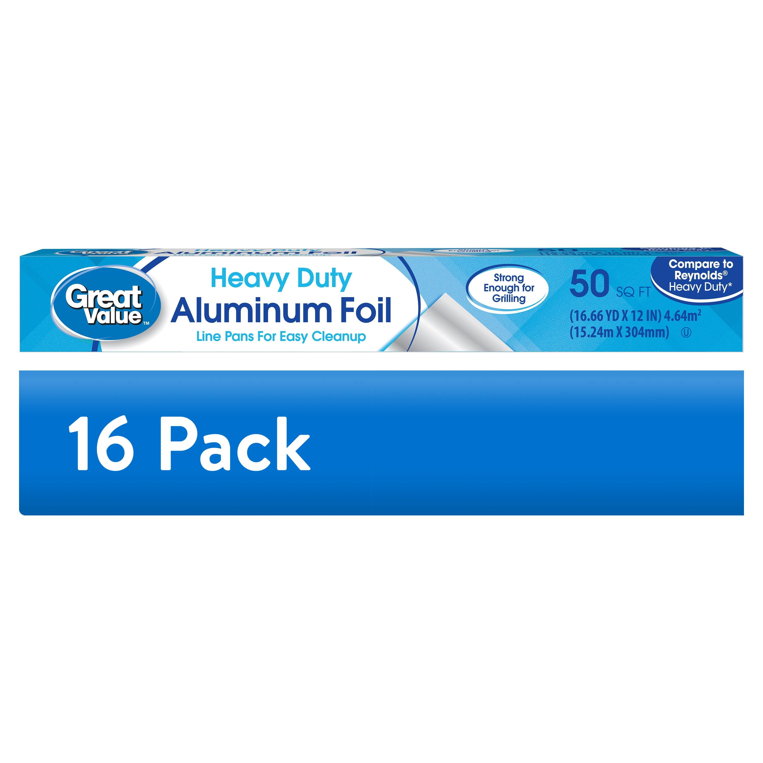 (16 pack) Great Value Heavy Duty Aluminum Foil, 50 sq ft