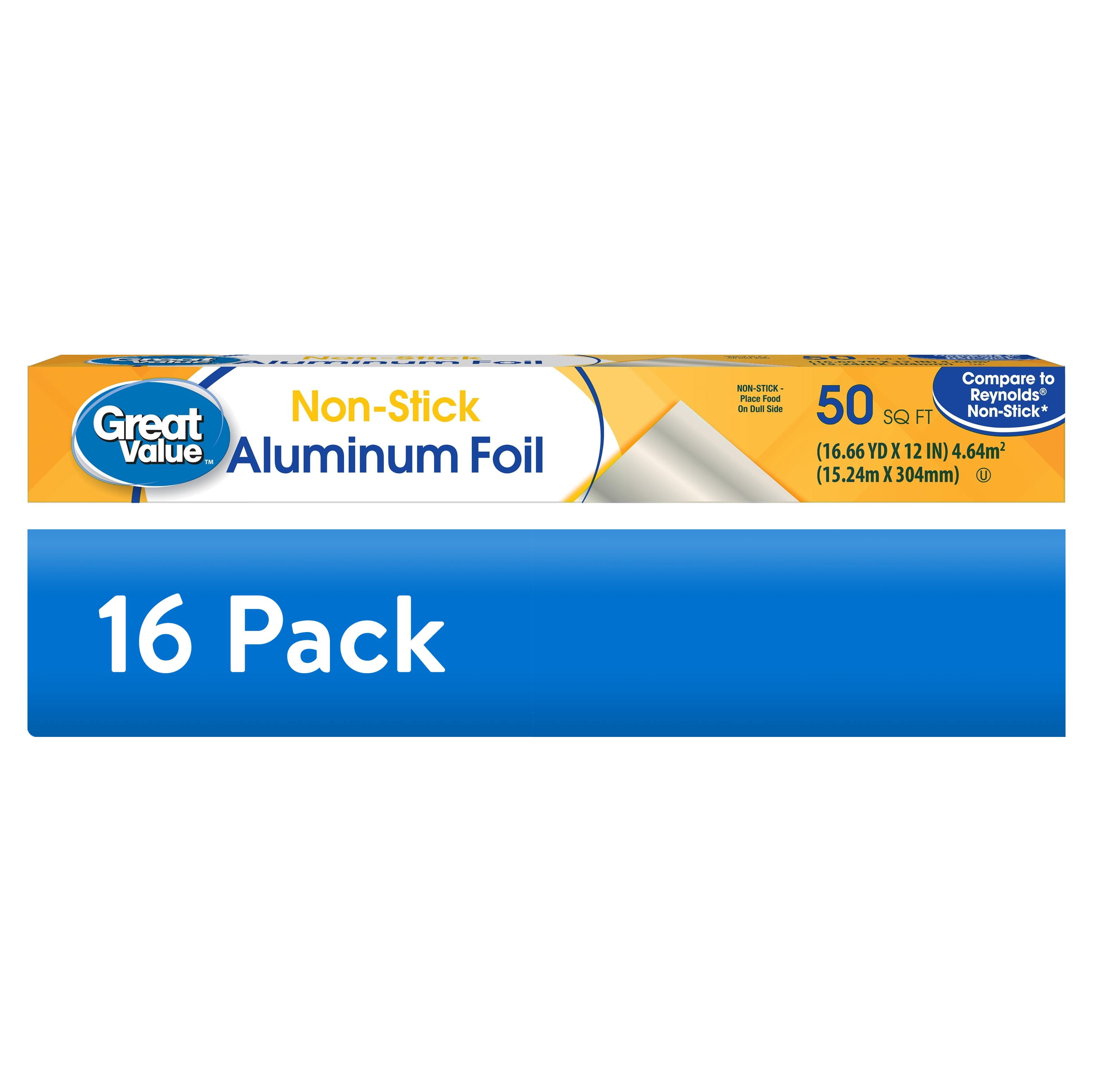 (16 pack) Great Value Non-Stick Aluminum Foil, 50 sq ft