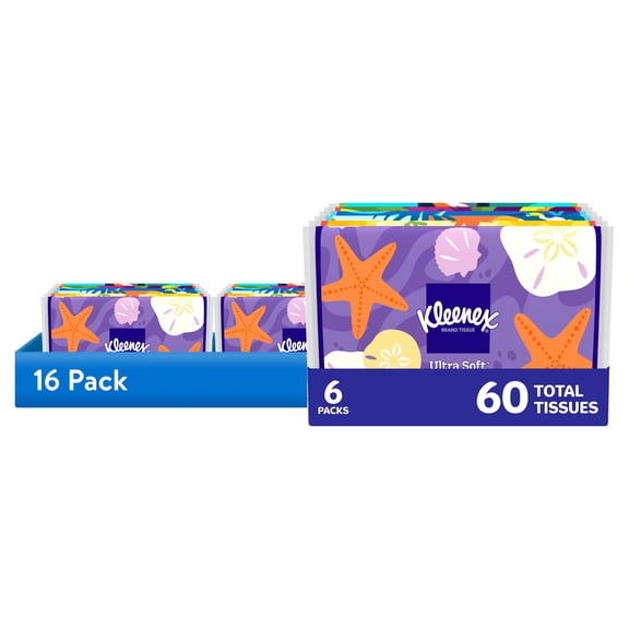 (16 pack) Kleenex Slim Wallet 3-Ply Facial Tissues, 6 Pack (60 Total Tissues)