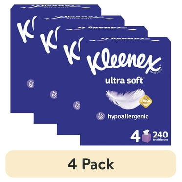 (16 pack) Kleenex Ultra Soft Facial Tissues, 4 Cube Boxes, 60 Tissues per Box, 3-Ply