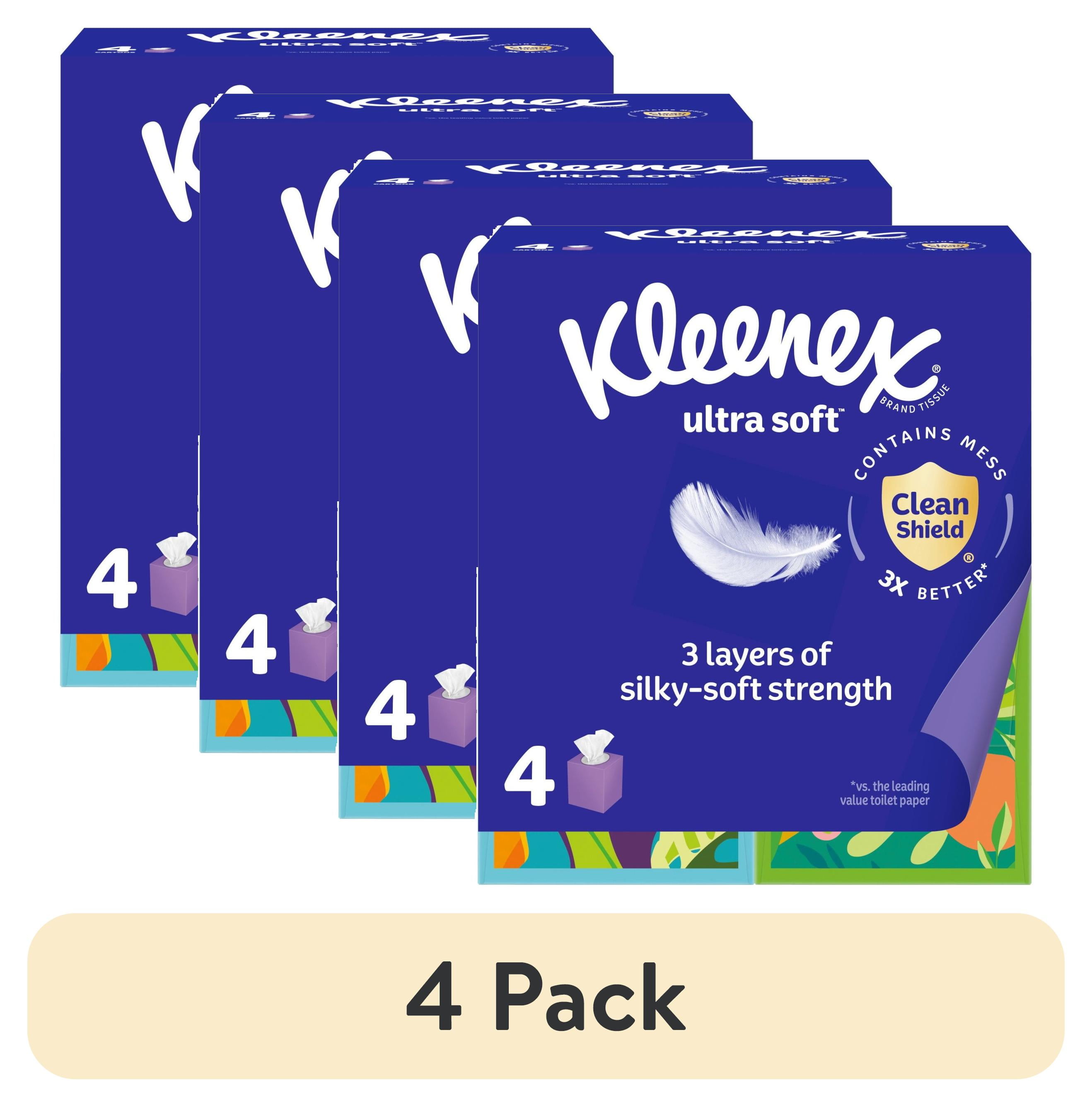 (16 pack) Kleenex Ultra Soft Facial Tissues, 4 Cube Boxes, 60 Tissues per Box, 3-Ply