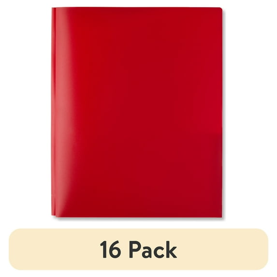 (16 pack) Pen+Gear 3-Prong 2-Pocket Poly Folder, Red - Walmart.com