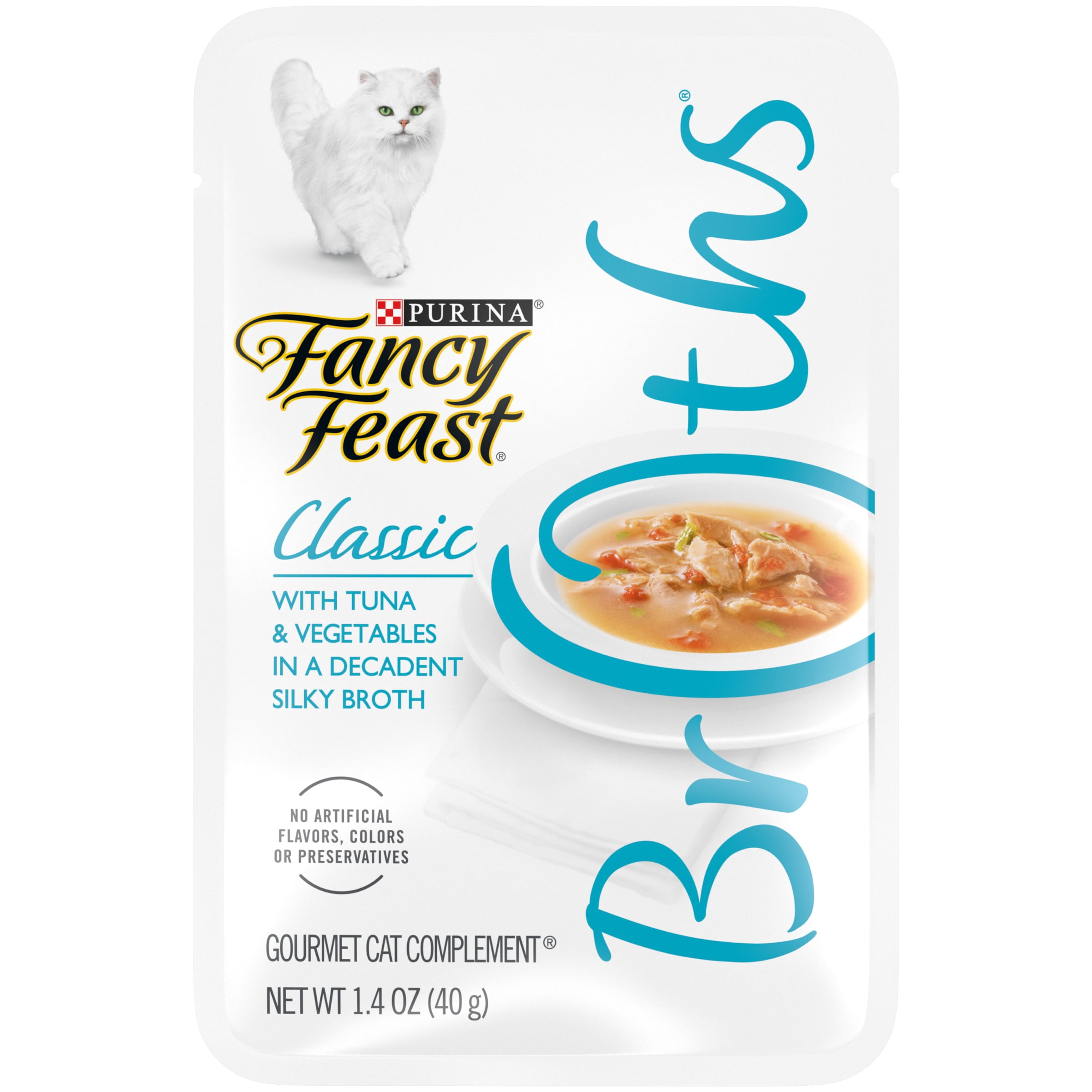 (16 pack) Purina Fancy Feast Broths, Wet Cat Food, Tuna & Vegetables, 1.4 oz Pouch