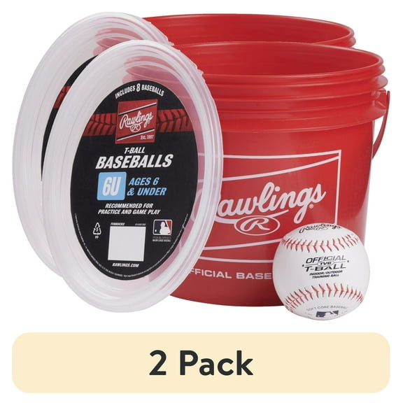 (16 pack) Rawlings Official League TVB Tball Baseball Bucket, 8 Count