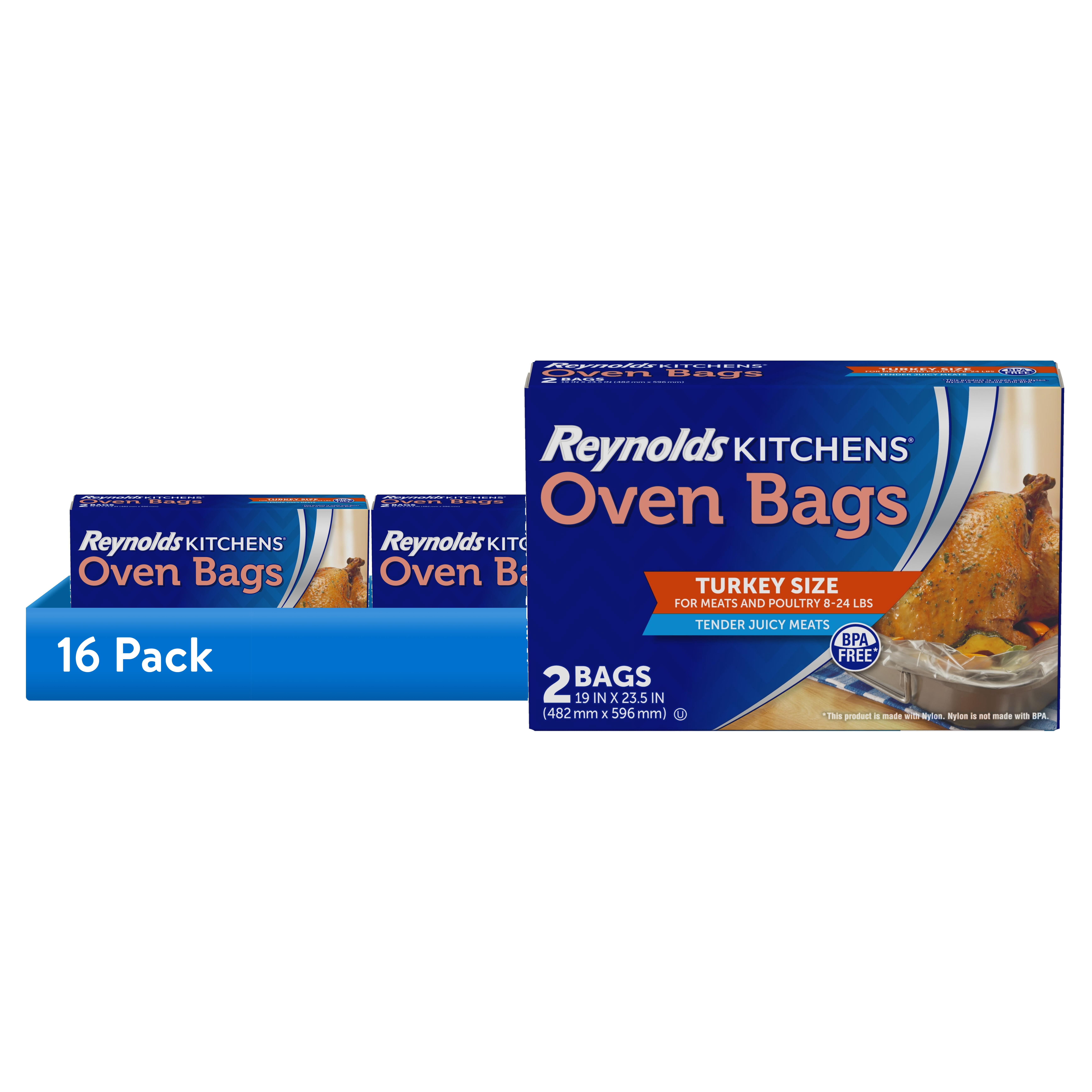 (16 pack) Reynolds Kitchens Turkey Size Oven Bags, Holds Up to 24 pounds, 2 Count