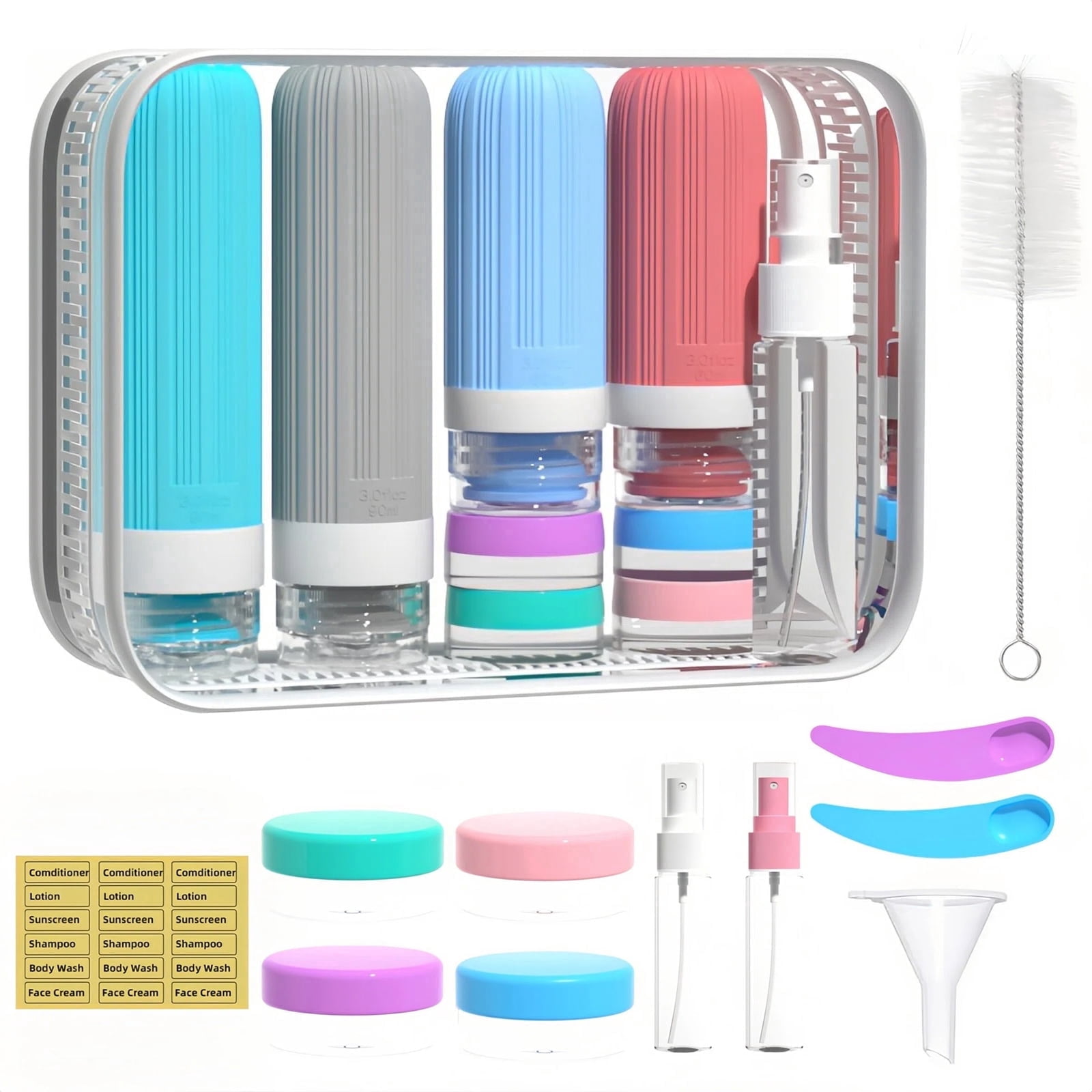 DIDUBUY 16 Pack Silicone Travel Bottles Set, Leak Proof TSA Approved ...