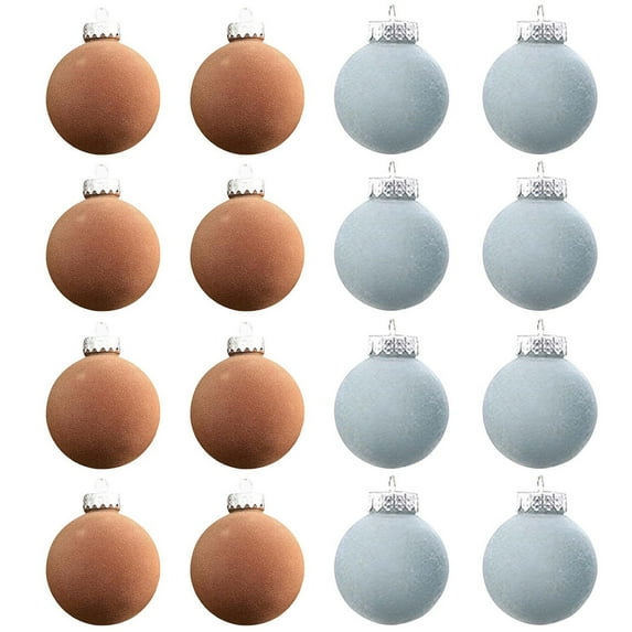 16 pc Christmas Ball Bauble Ornament Velvet Christmas Indoor Outdoor Hanging Decoration Holiday Party Wedding Halloween Thanksgiving Valentine's Day Decor