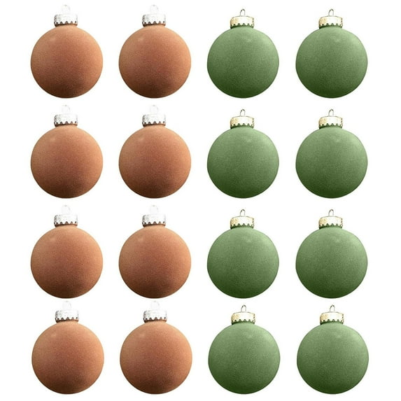 16 pc Christmas Ball Bauble Ornament Velvet Christmas Indoor Outdoor Hanging Decoration Holiday Party Wedding Halloween Thanksgiving Valentine's Day Decor