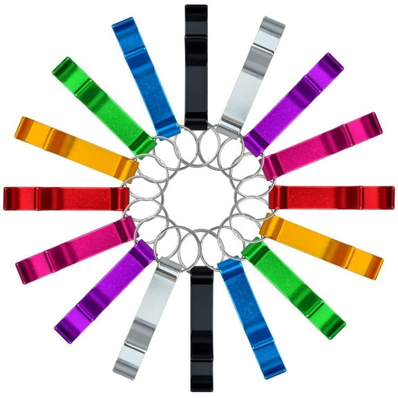 16 pcs 8 Colored Metal Bottle Opener, Split Key Ring Chain Keychain Bulk Aluminum Pocket Claw Bar Soda Beverage Beer Bottle Opener