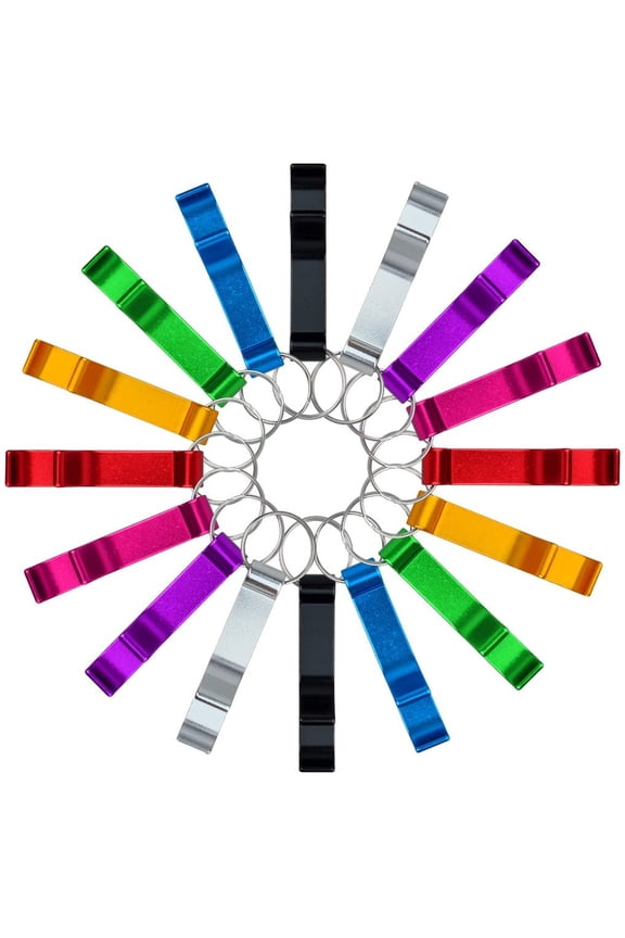 16 pcs 8 Colored Metal Bottle Opener, Split Key Ring Chain Keychain Bulk Aluminum Pocket Claw Bar Soda Beverage Beer Bottle Opener