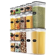 Airtight Food Storage Containers with Lids, 16 pcs Plastic Kitchen and Pantry Organization Canisters for Cereal, Dry Food, Flour and Sugar, BPA Free, Includes 20 Labels