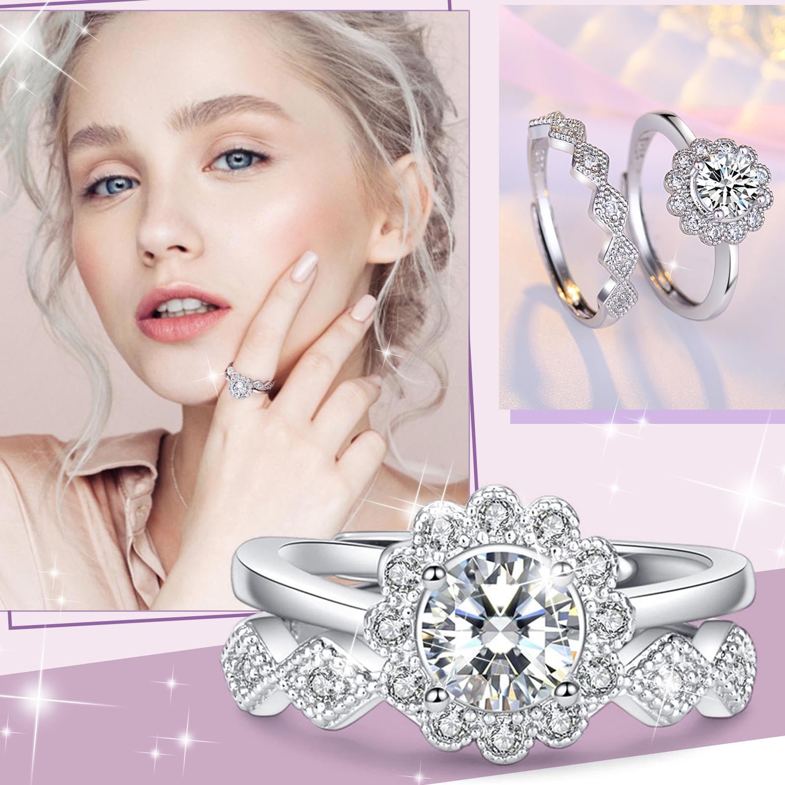 Rings for Women Girls Fashionable Opening 26 Letters With Diamond Ring  Ladies Jewelry Gifts - Walmart.com